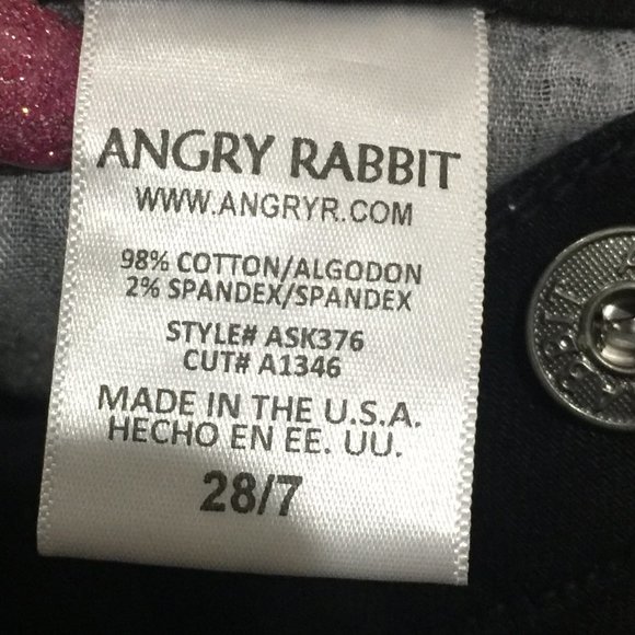 Angry Rabbit Black Ripped Jeans Size 28/7 - Picture 4 of 6